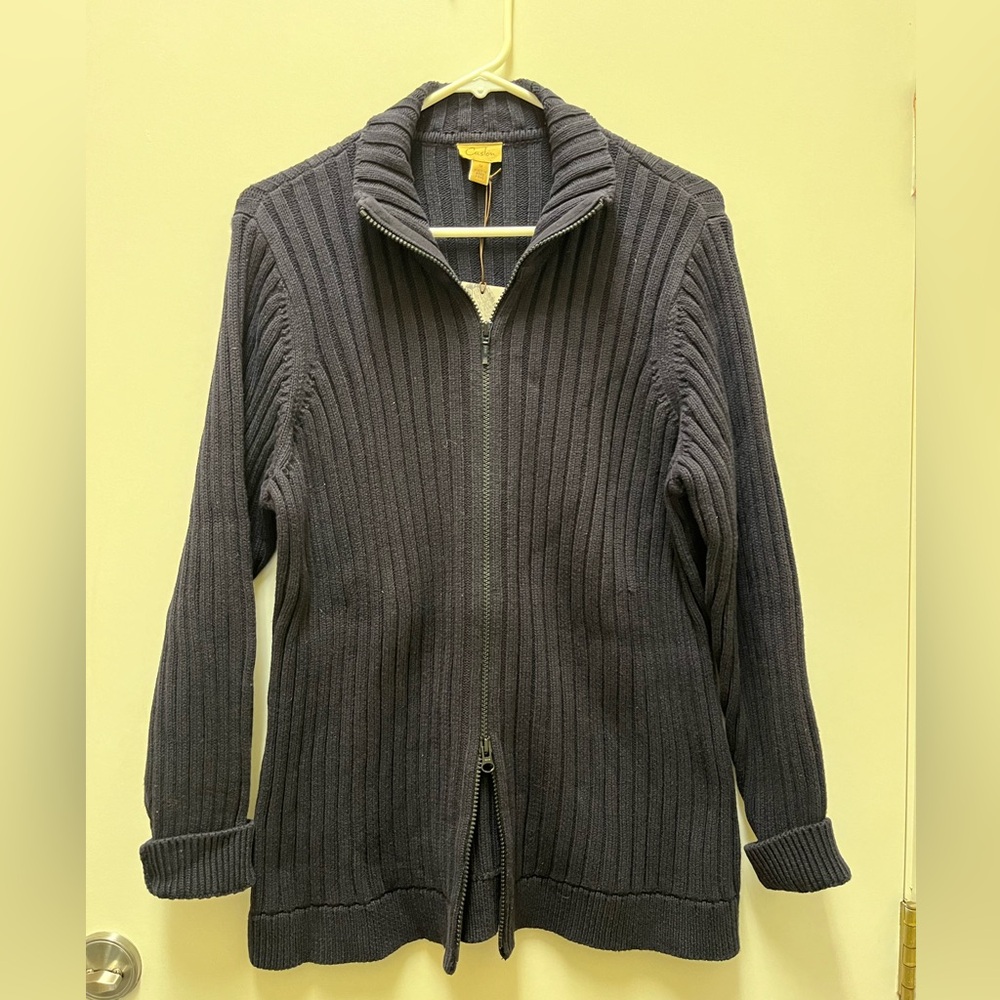 Caslon black cotton knit sweater, NWT